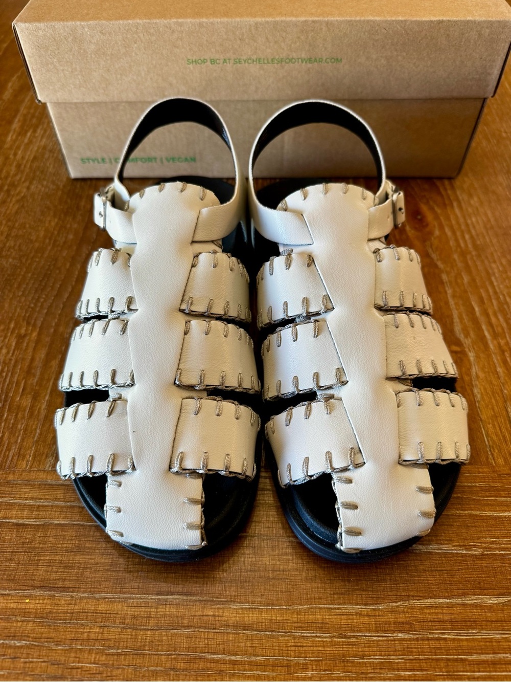 NIB off white whip stitched BC Footwear Jasmina sandal 7 - Picture 6 of 11